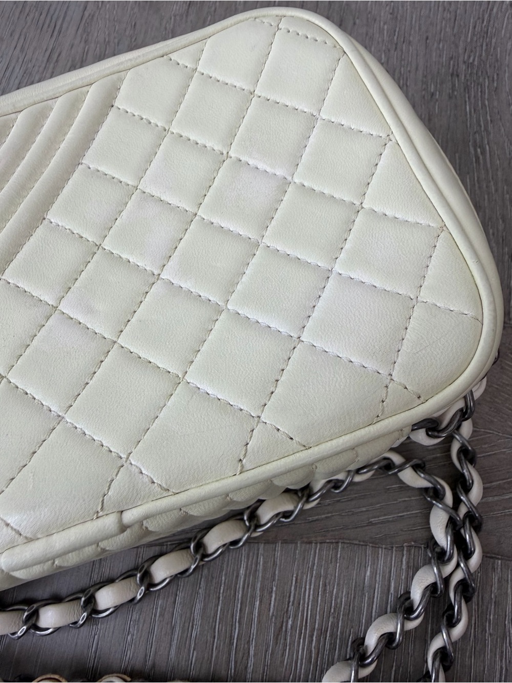 Chanel Cream Quilted Crossbody Bag with Chain Strap - Picture 10 of 16